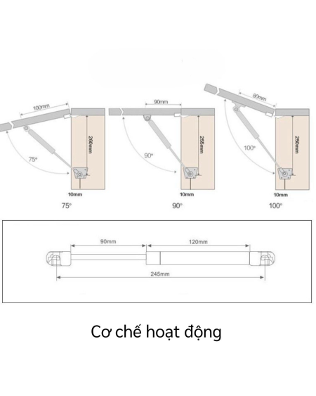 [Hafele] Pít tông tay đẩy cánh tủ, tay đẩy thủy lực chính hãng 80N, 100N, 120N, 150N